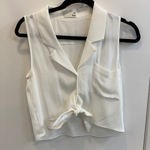 Aritzia Wilfred White Blouse with front knot